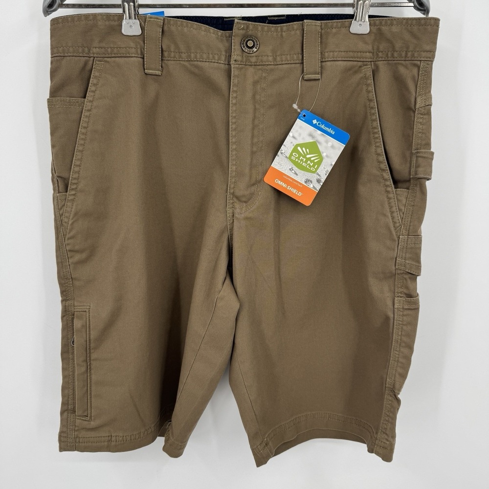 Columbia Mens Ultimate ROC Flex Cargo Shorts 30 Khaki Omni-Shield Hiking AM0456